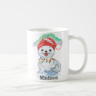 Cute Seal Antarctica Hett Chocolate Namn Coffee Mu Kaffemugg
