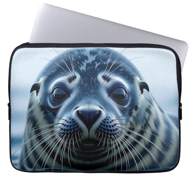 Cute Seal Close up Laptop Fodral (Framsidan)