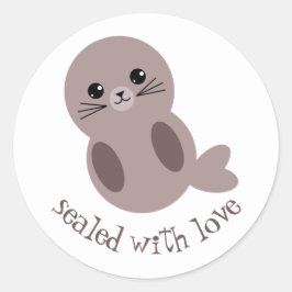 Cute Seal, förseglad med Kärlek Runt Klistermärke