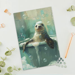 Cute Seal in Bubble Bath Jigsaw Puzzle Pussel
