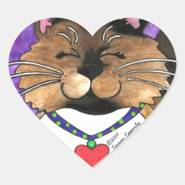 Cute Seal Point Siamese Fluffy Ragdoll Kattunge Hjärtformat Klistermärke