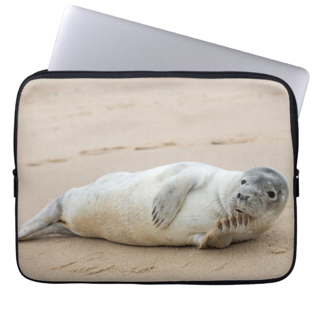 Cute Seal Poson på en buss Laptop Fodral (Framsidan)