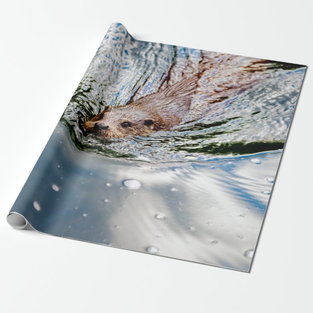 CUTE SEAL SWIMMING PRESENTPAPPER (Utrullad)