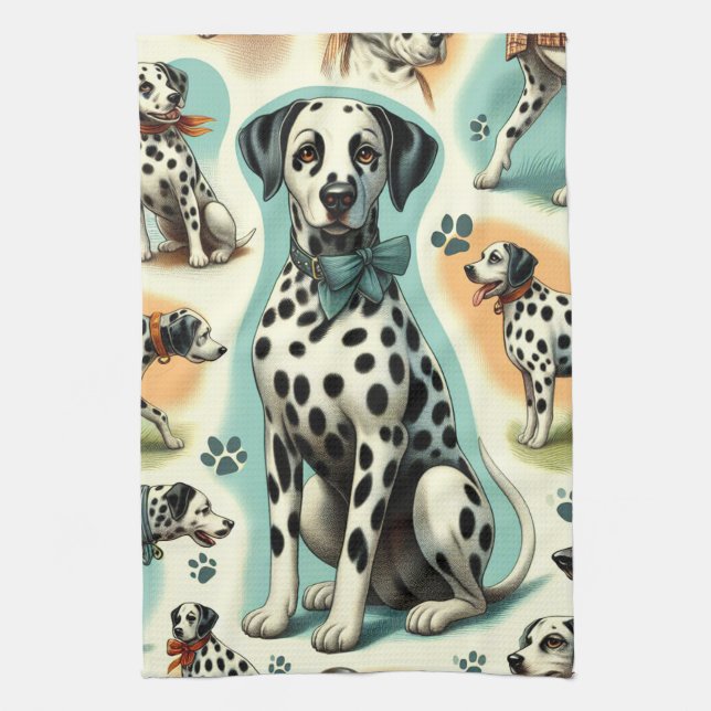 Cute Seamless Dalmatien Kökshandduk (Vertikal)