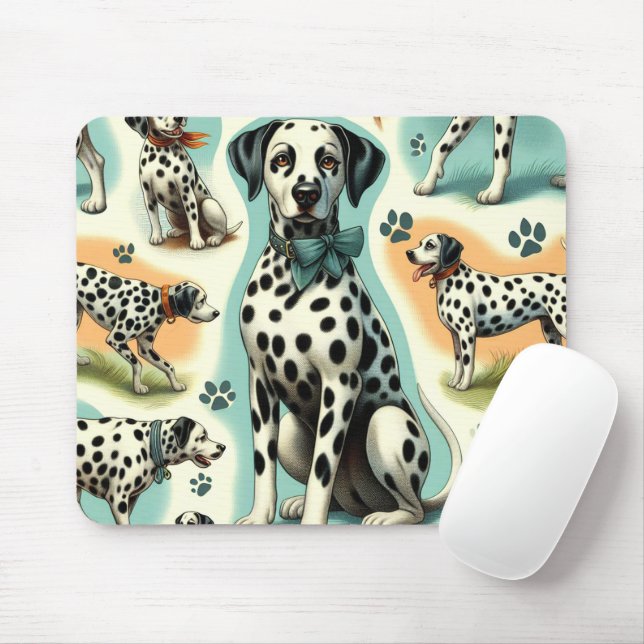 Cute Seamless Dalmatien Musmatta (Med mus)