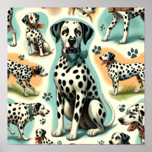 Cute Seamless Dalmatien Poster