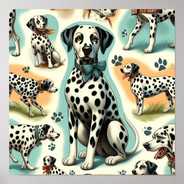 Cute Seamless Dalmatien Poster (Framsidan)