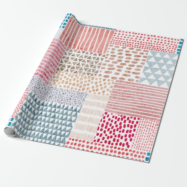 Cute seamless mönster i lappverk stil. Enkel d Presentpapper (Utrullad)