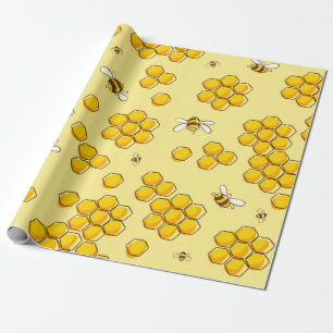 Cute seamless mönster med flygande bin. Vintage Presentpapper