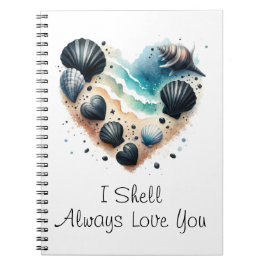 Cute Seashell Heart Beach Love Valentine's Day Anteckningsbok