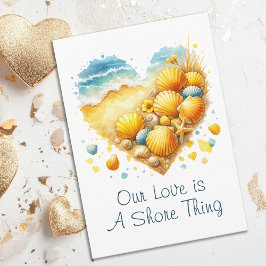 Cute Seashell Heart Beach Love Valentine's Day Helgkort