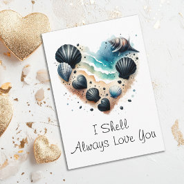 Cute Seashell Heart Beach Love Valentine's Day Helgkort