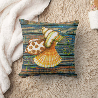 Cute Seashells gamla plattor av västerträ Mönster Kudde