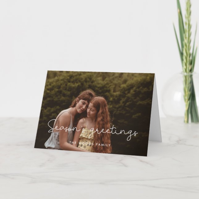 Cute Season's Greetings Family Photo Helgkort (Framsida)