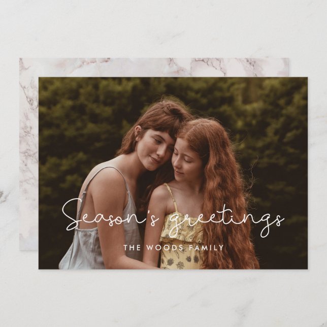 Cute Season's Greetings Family Photo Julkort (Fram/baksida)