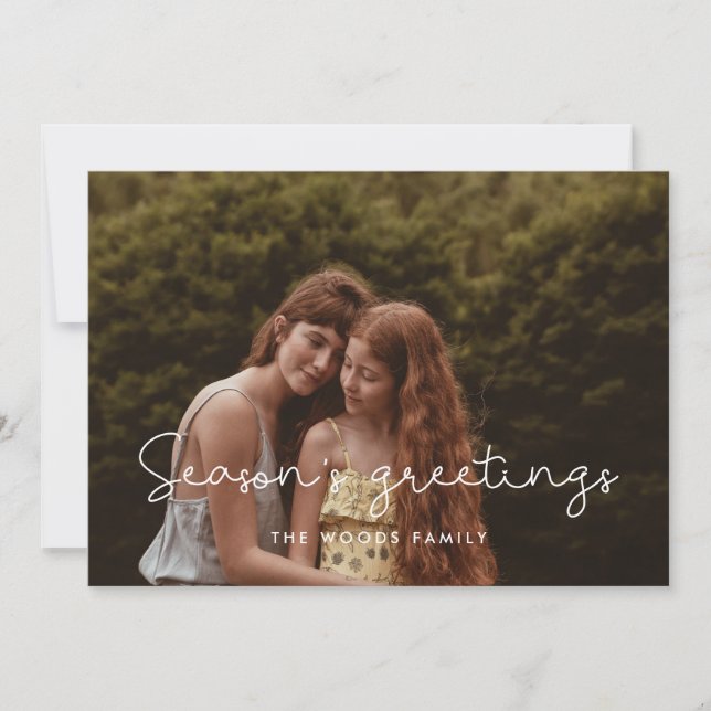 Cute Season's Greetings Family Photo Julkort (Framsida)