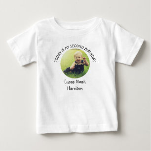 Cute Second Bday Namn Round Photo Födelsedagsfest T Shirt