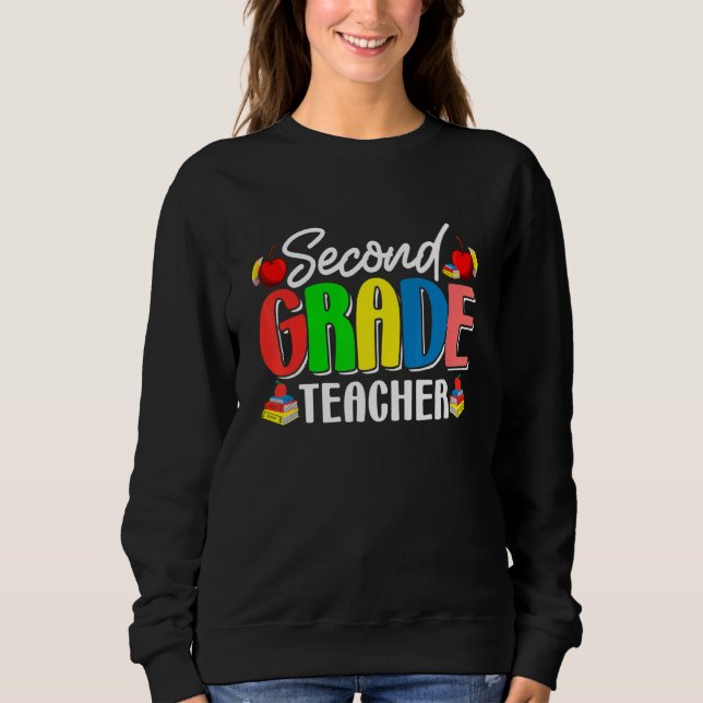 Cute Second Grade Teacher Back To School First Day T Shirt (Framsida)