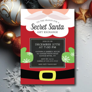 Cute Secret Santa Gift Exchange jul Party Inbjudningar