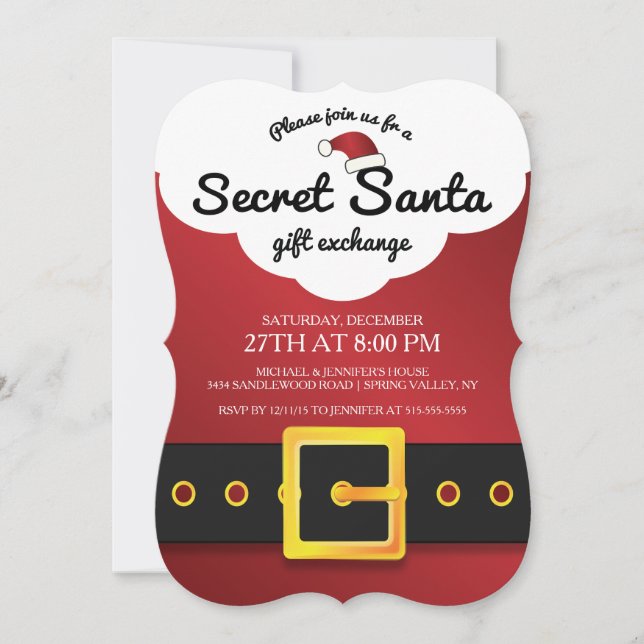 CUTE Secret Santa Gift Exchange Party Inbjudningar (Framsida)