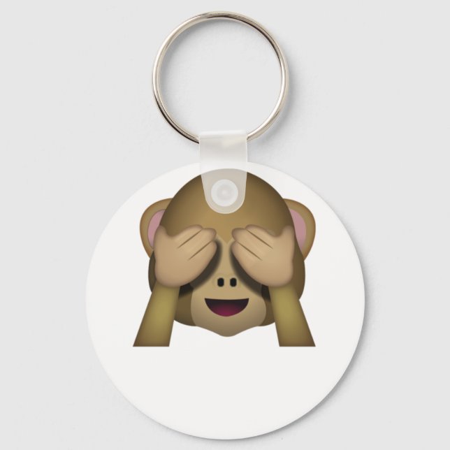Cute See No Evil Monkey Emoji Nyckelring (Framsida)
