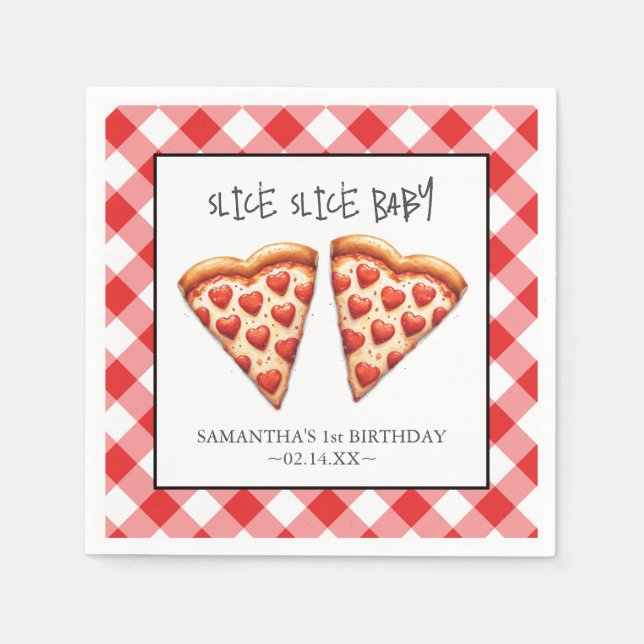 Cute Segce Baby Pizza Party Napkins Pappersservett (Framsidan)