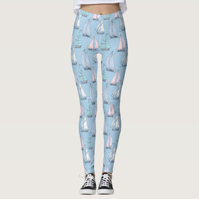 Cute Segelbåt Mönster 1 Leggings (Framsida)