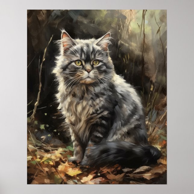 Cute Selkirk Rex Cat Art Print Poster (Framsidan)