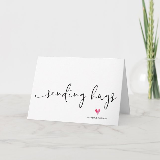 Cute Sending Hugs - uppmuntran Sympathy Heart Kort (Framsida)