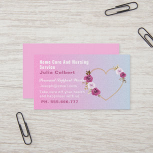 Cute Senior Assion Caregiver Heart-Blommigten Visitkort
