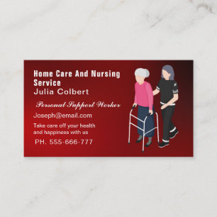 Cute Senior Assion eller Äldre Caregiver röd Visitkort