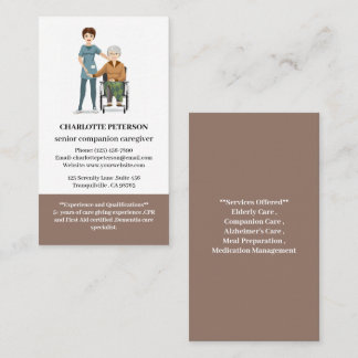 Cute Senior Assion eller Äldre Caregiver Visitkort