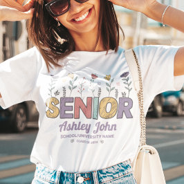 Cute Senior Retro Flower Personlig Studenten T Shirt