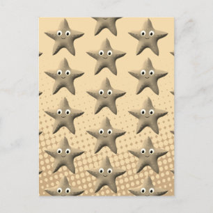Cute Sepia Starfish Mönster Vykort