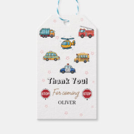 Cute Service Fordon Birthday bäcken Presentetikett