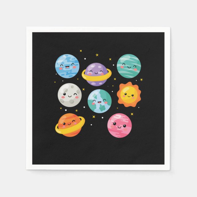 Cute Seven Planets Sun Solar System Galaxy Outer S Pappersservett (Framsidan)