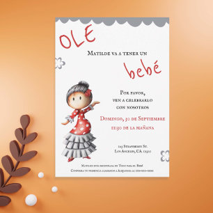Cute Sevillana Dancer Spansk babystötare Inbjudningar