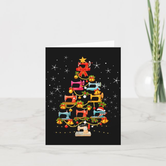 Cute Sewing Machine Christmas Tree Christmas Ornam Kort (Framsida)