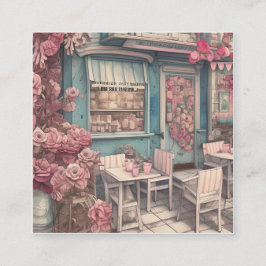 Cute Shabby chic Coffee Shop Fyrkantigt Visitkort