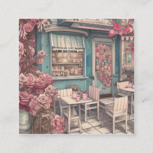 Cute Shabby chic Coffee Shop Fyrkantigt Visitkort