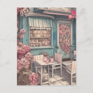 Cute Shabby chic Coffee Shop Vykort
