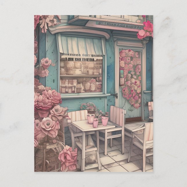 Cute Shabby chic Coffee Shop Vykort (Framsida)