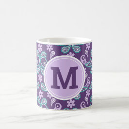 Cute Shabby chic Lila och Blue Paisley Kaffemugg