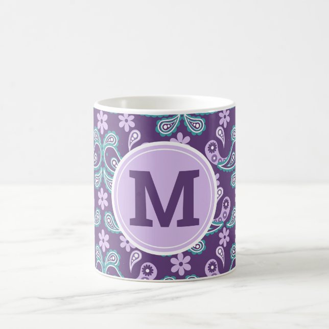 Cute Shabby chic Lila och Blue Paisley Kaffemugg (Center)