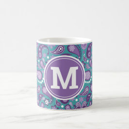 Cute Shabby chic Lila och Blue Paisley Kaffemugg