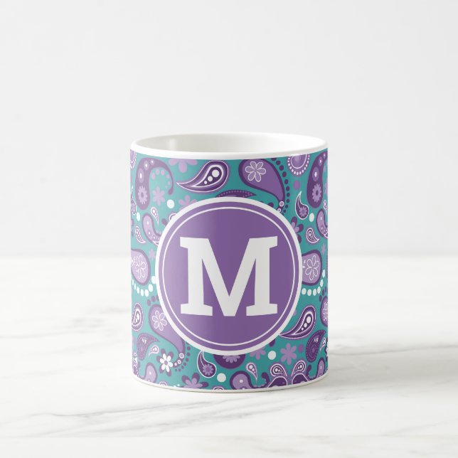 Cute Shabby chic Lila och Blue Paisley Kaffemugg (Center)