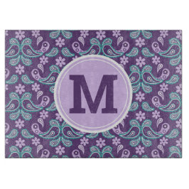 Cute Shabby chic Lila och Blue Paisley Monogram