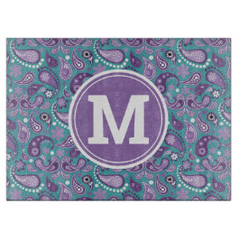 Cute Shabby chic Lila och Blue Paisley Monogram