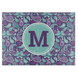 Cute Shabby chic Lila och Blue Paisley Monogram