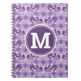 Cute Shabby chic Lila och white Paisley Monogram Anteckningsbok